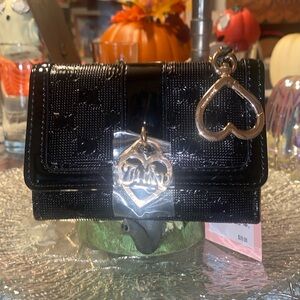 JUICY COUTURE black licorice "My Heart Will Go On" Trifold Wallet